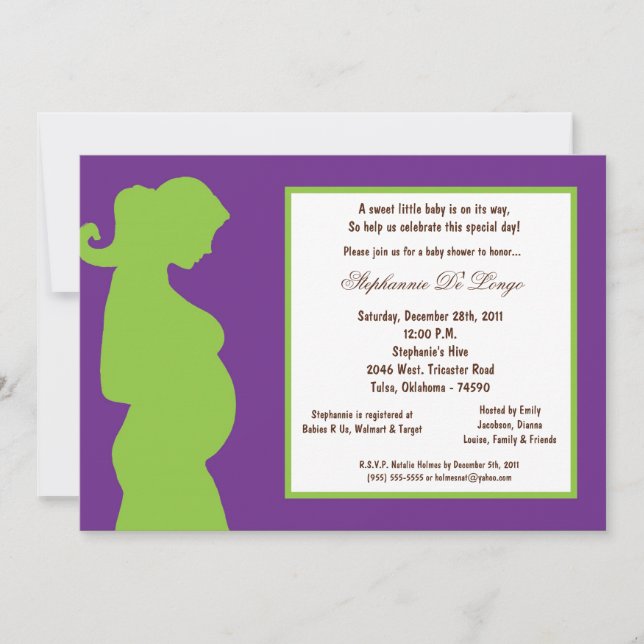 Invitation 5x7 Baby shower pourpre foncé (Devant)