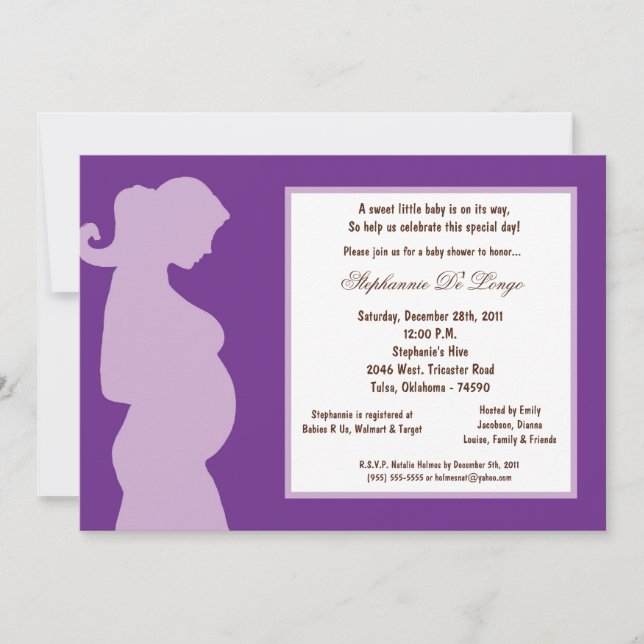 Invitation 5x7 Baby shower pourpre foncé (Devant)