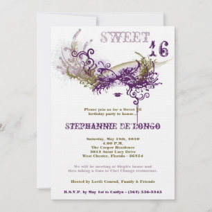 Invitation 5x7 Blanc Masquerade Sweet 16 Anniversaire Invitat