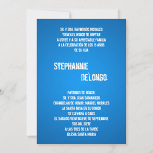 Invitation 5x7 Blue DJ Spin Tourne-disque Quinceanera Invitat