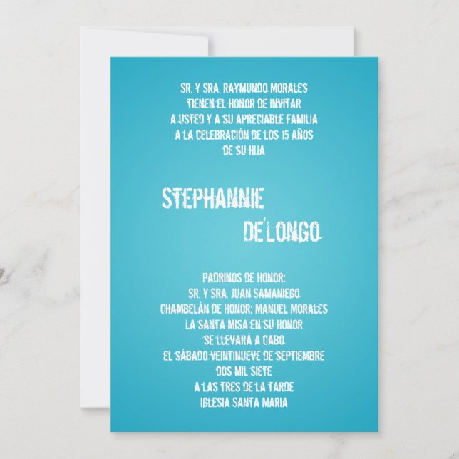 Invitation 5x7 Blue DJ Spin Tourne-disque Quinceanera Invitat (Devant)