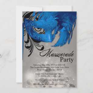 Invitation 5x7 Blue Masquerade Sweet 16 Anniversaire Invitati