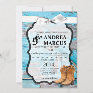 Invitation 5x7 Blue Wood Grange Porte Bottes Pays Russe