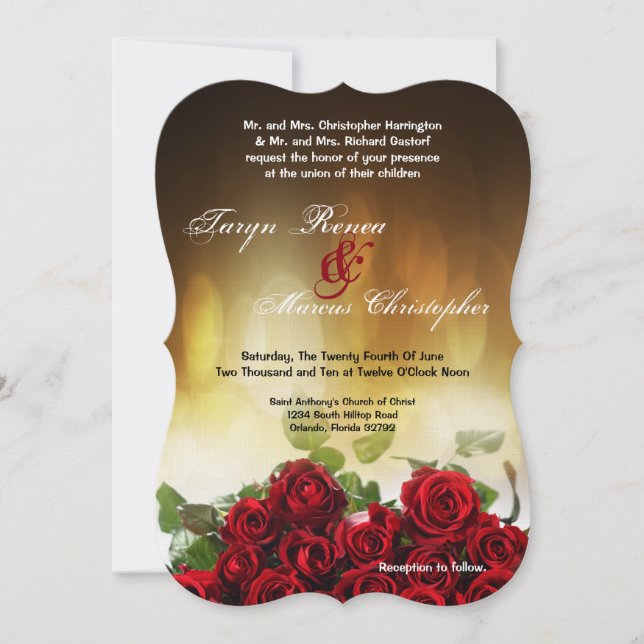 Invitation 5x7 Bouquet de fleurs de rose rouge (Devant)