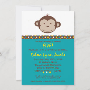 Invitation 5x7 Boy Modern Mod Singe Anniversaire Par Invitati