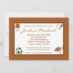 Invitation 5x7 Boy Sports Football Anniversaire Fête Invitati