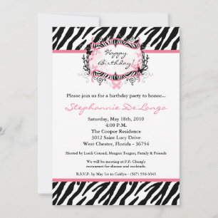 Invitation 5x7 Butterfly Zebra Imprimer Anniversaire Pièce In