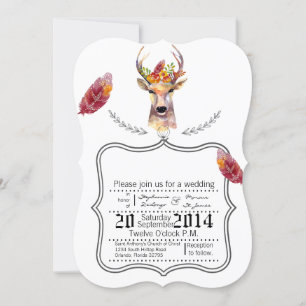 Invitation 5x7 cerf de boho Buck Head BrowningWedding Invitat