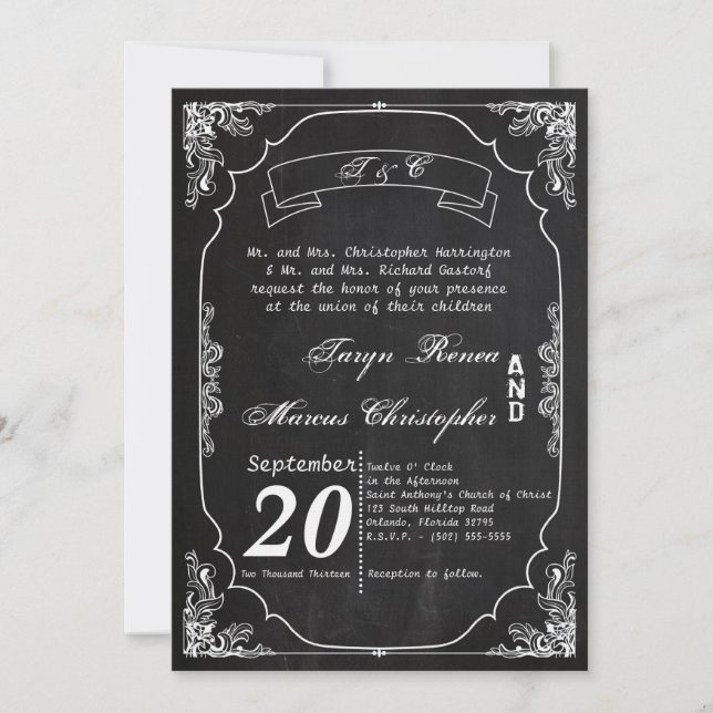 Invitation 5x7 Concours de mariage classique en tableau de bo (Devant)