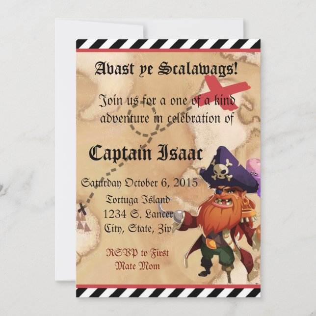 Invitation 5x7 de pirate (Devant)