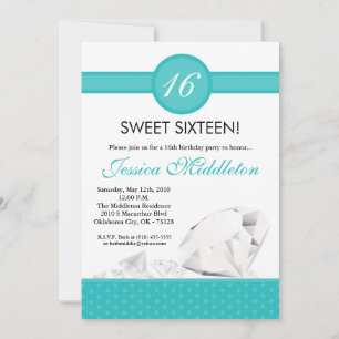 Invitation 5x7 Diamants Bijoux doux 16 Anniversaire Invitatio