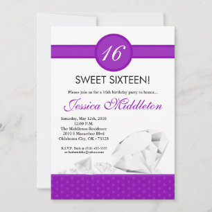Invitation 5x7 Diamants Bijoux doux 16 Anniversaire Invitatio