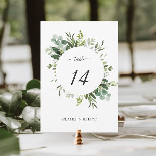 Invitation 5x7 Eucalyptus Green Foliing Mariage Numéro de tab