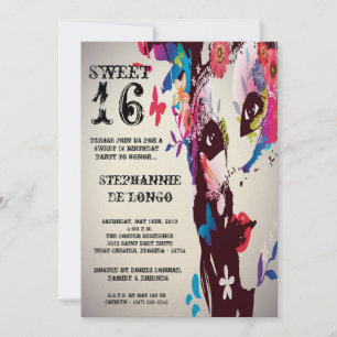 Invitation 5x7 Floral Masquerade Sweet 16 Anniversaire Invita