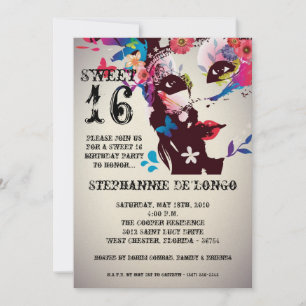 Invitation 5x7 Floral Masquerade Sweet 16 Anniversaire Invita