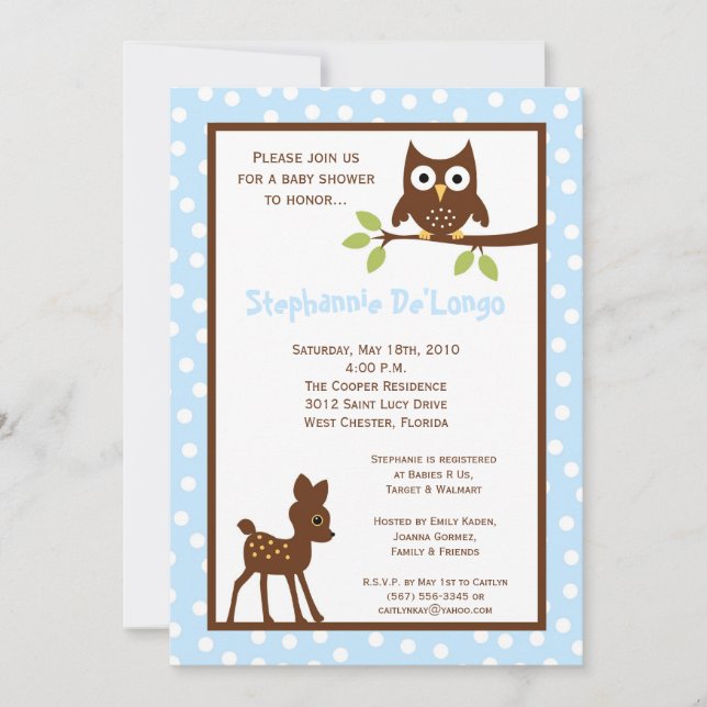 Invitation 5x7 Forrest Forrest Woodland Animal Baby shower In (Devant)