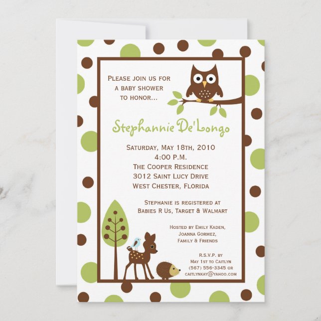 Invitation 5x7 Forrest Forrest Woodland Animal Baby shower In (Devant)