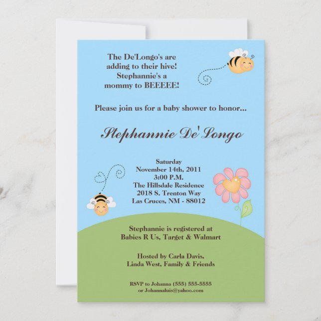 Invitation 5x7 gaffent l'invitation de baby shower d'Insec de (Devant)