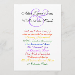 Invitation 5x7 Gay Mariage Rainbow LGBT Pride Document de bas