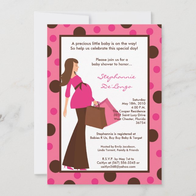 Invitation 5x7 Girl Modern Maman Baby Shower (Devant)