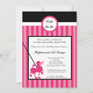 Invitation 5x7 Girl Pink Poodle Paris Anniversaire Par Invita