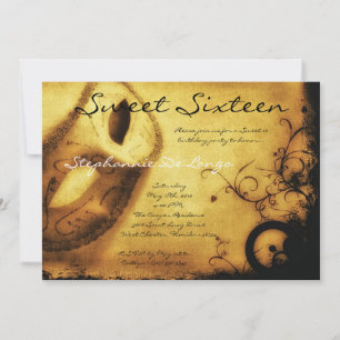Invitation 5x7 Gold Masquerade Sweet 16 Anniversaire Invitati