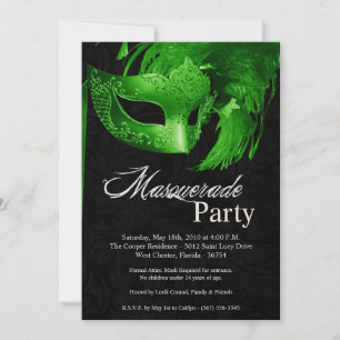 Invitation 5x7 Green Masquerade Sweet 16 Anniversaire Invitat