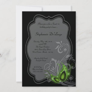 Invitation 5x7 Green Masquerade Sweet 16 Anniversaire Invitat
