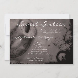 Invitation 5x7 Gris Masquerade Sweet 16 Anniversaire Invitati