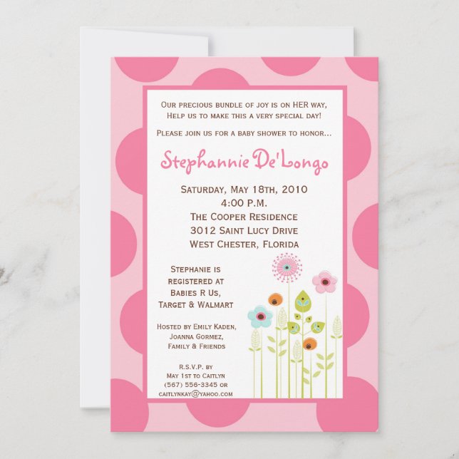 Invitation 5x7 Heure de printemps Baby shower Fleur Invitatio (Devant)