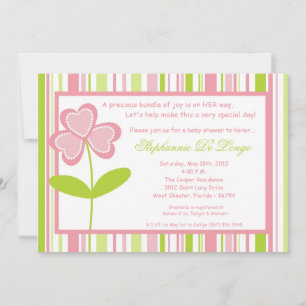 Invitation 5x7 Heure de printemps Baby shower rose Fleur Invi