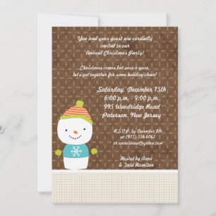 Invitation 5x7 hiver Snowman hiver NeigeInvitation