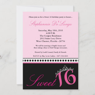 Invitation 5x7 Hot rose Tiara Sweet 16 Anniversaire Invitatio