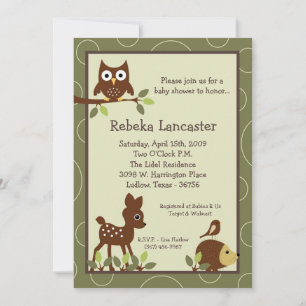 Invitation 5x7 - Invitation au Baby shower animal 