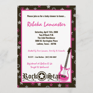 Invitation 5x7 - Invitation Baby shower Girl Rock 