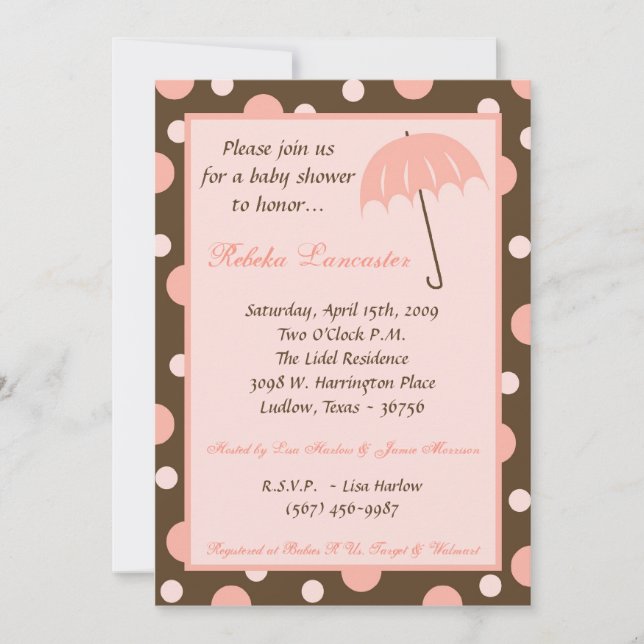Invitation 5x7 - Invitation Baby shower parapluie  (Devant)