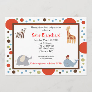 Invitation 5x7 Jungle Alphabet Baby shower de points de soupe