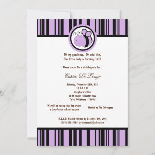 Invitation 5x7 Léger Violet Bumble Bee Anniversaire Invitatio