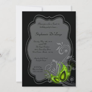 Invitation 5x7 Lime Masquerade Sweet 16 Anniversaire Invitati
