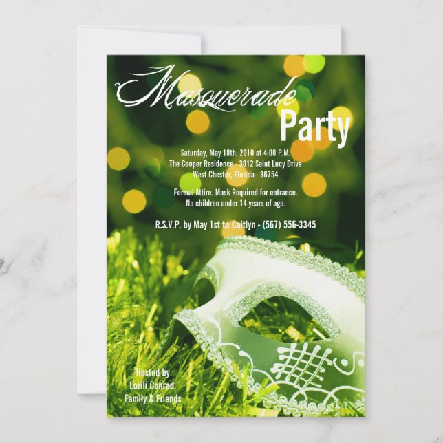 Invitation 5x7 Lime Masquerade Sweet 16 Anniversaire Invitati (Devant)