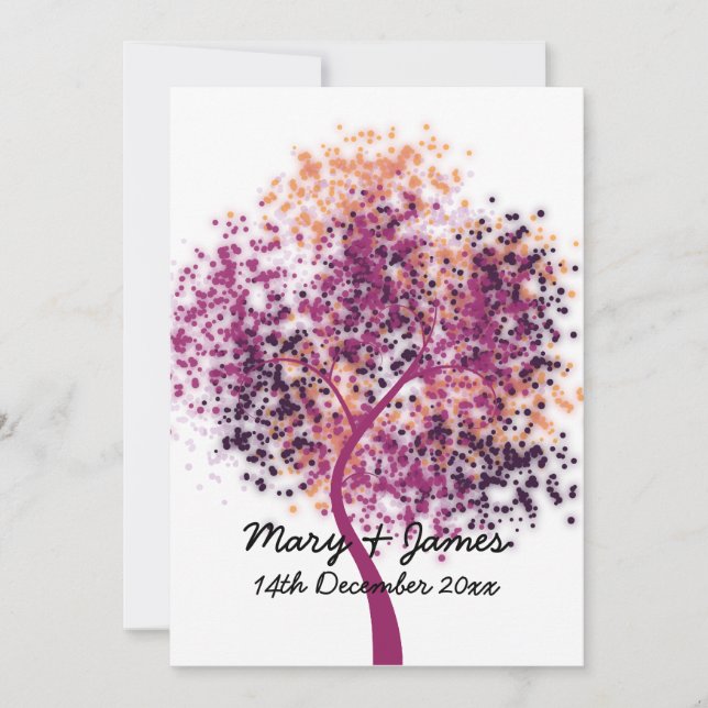 Invitation 5x7 Mariage "Save the Date" Purple Tree Modern (Devant)