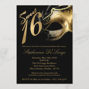 Invitation 5x7 Masquerade Mask Sweet 16 Anniversaire Invitati