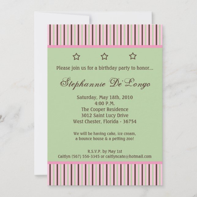 Invitation 5x7 Mint Stars and Stripes Anniversaire Par Invita (Devant)