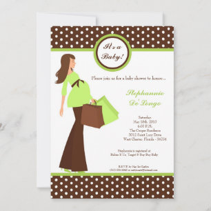 Invitation 5x7 Modern Mod Maman Shopping Baby shower Invitati