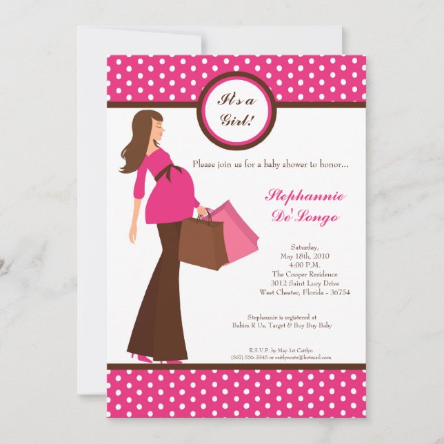 Invitation 5x7 Modern Mod Maman Shopping Baby shower Invitati (Devant)
