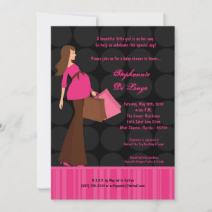 Invitation 5x7 Modern Mod Maman Shopping Baby shower Invitati