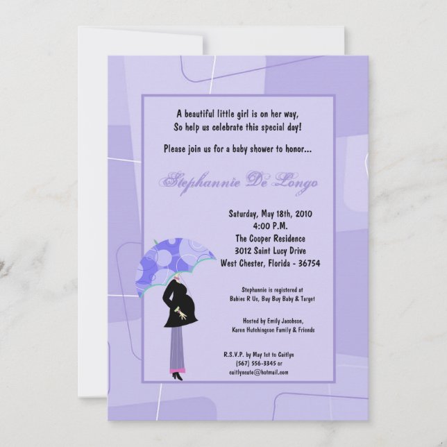Invitation 5x7 Modern Mod Maman Shopping Baby shower Invitati (Devant)