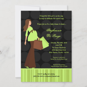 Invitation 5x7 Modern Mod Maman Shopping Baby shower Invitati