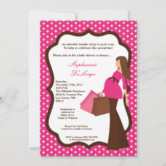 Invitation 5x7 Modern Mod Maman Shopping Baby shower Invitati