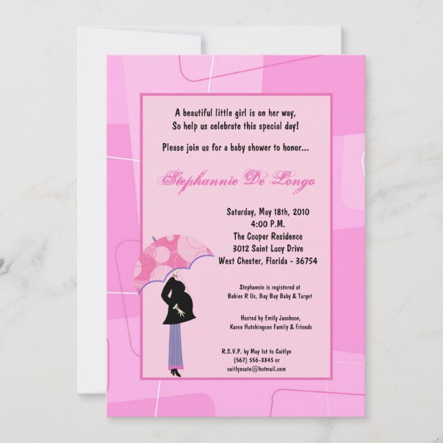 Invitation 5x7 Modern Mod Maman Shopping Baby shower Invitati (Devant)